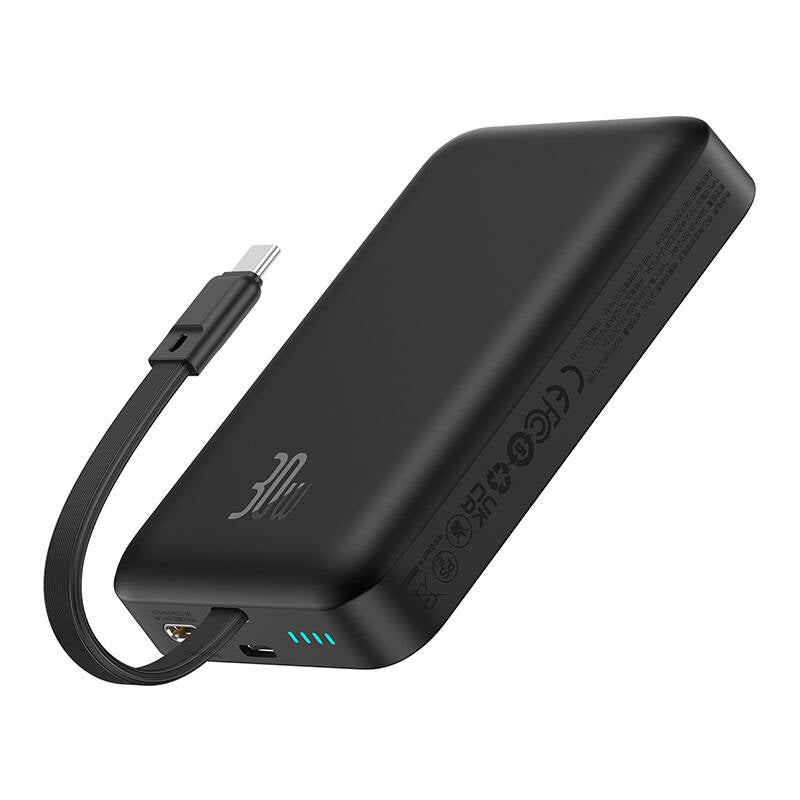 Ekstern trådløs batteri Baseus Magnetic Mini, 10000mAh, 30W, PD + FQI, 1 x QI - 2 x USB-C, Svart P1002210B113-00