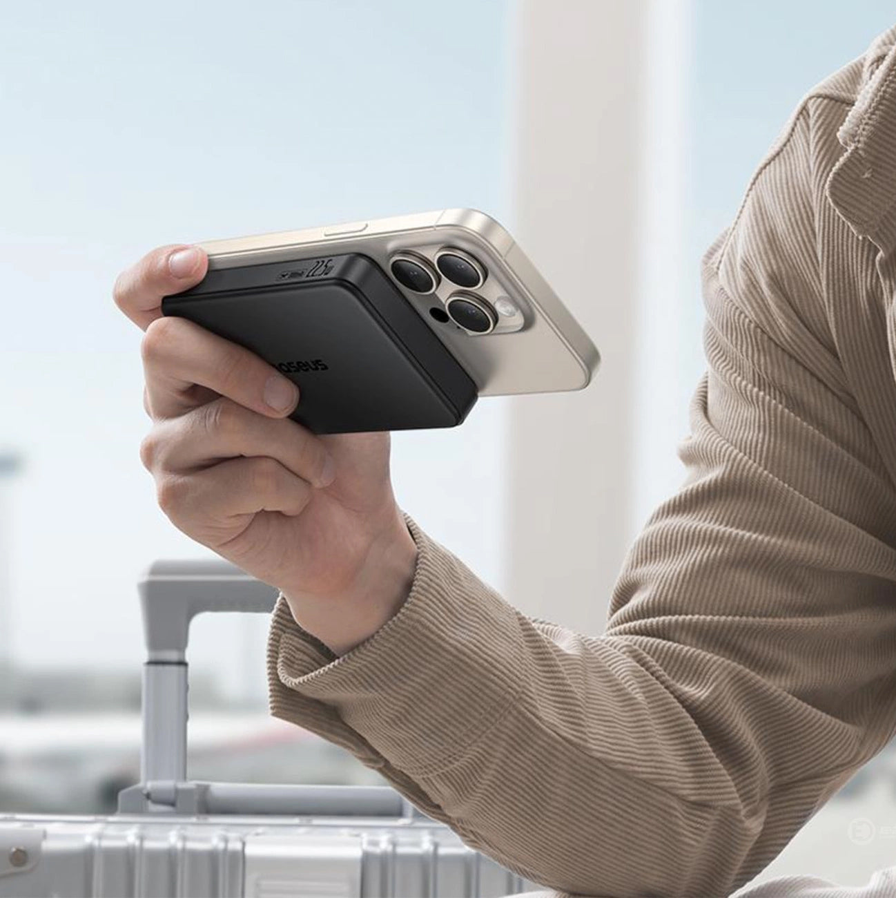 Ekstern trådløs batteri Baseus Airpow2 Qi2, 10000mAh, 22.5W, QC + PD + FQI, 1 x QI - 1 x USB-A - 1 x USB-C, Svart P10080000123-00