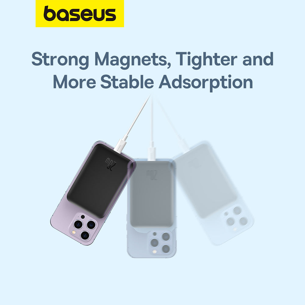 Ekstern trådløs batteri Baseus Mini Air, 6000mAh, 20W, PD + FQI, 1 x QI - 1 x USB-C, Svart P10059002113-00