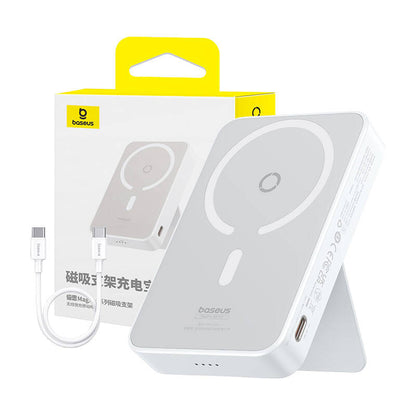 Ekstern trådløs batteri Baseus MagPro PPCXZ05, 5000mAh, 20W, PD + FQI, 1 x QI - 1 x USB-C, Hvit P10064101223-00