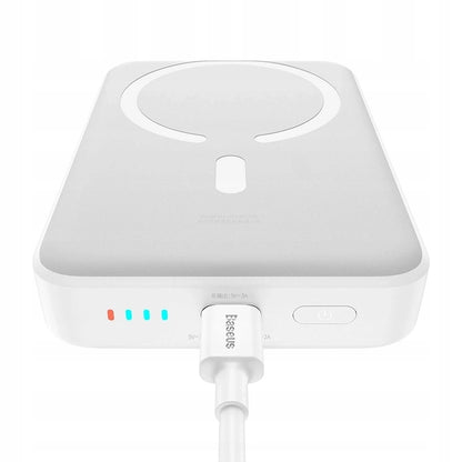 Ekstern trådløs batteri Baseus Magnetic Mini, 10000mAh, 30W, PD + FQI, 1 x QI - 1 x USB-C, Hvit PPCX110202