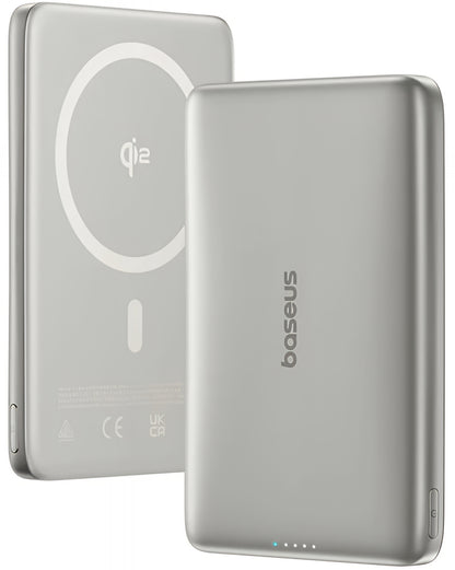 Ekstern trådløs batteri Baseus PicoGo AM41, 10000mAh, 27W, PD + FQI, 1 x QI - 1 x USB-C, Beige E0027203