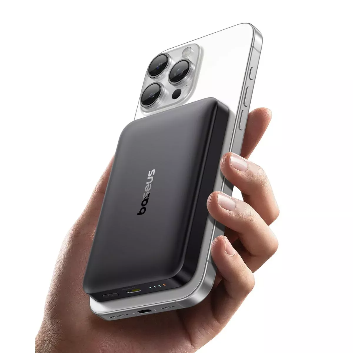 Ekstern trådløs batteri Baseus Enerfill FM12, 10000mAh, 22.5W, PD + FQI, 1 x QI - 1 x USB-C, Svart E0028500