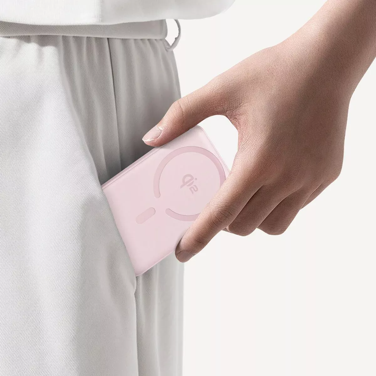 Ekstern trådløs batteri Baseus Enerfill FM12, 10000mAh, 22.5W, PD + FQI, 1 x QI - 1 x USB-C, Rosa E0028502