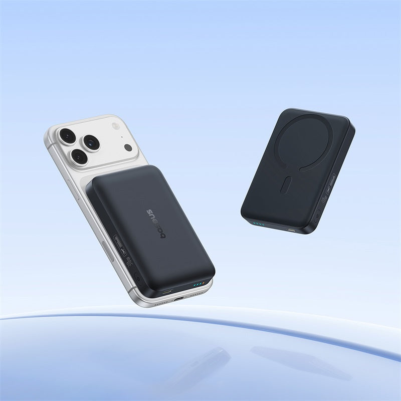 Baseus EnerFill FM11 trådløs ekstern batteri, 10000mAh, 30W, PD + FQI, 1 x QI - 1 x USB-C, svart