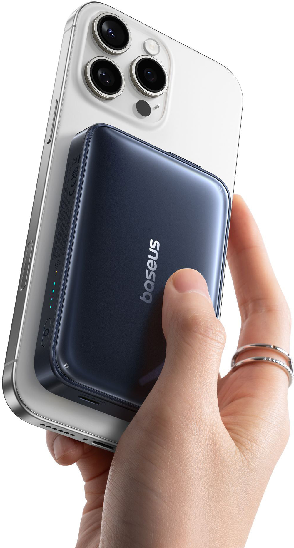Baseus PicoGo AM61 trådløs ekstern batteripakke, 10000mAh, 45W, PD + FQI, 1 x QI - 2 x USB-C, svart E0028V00