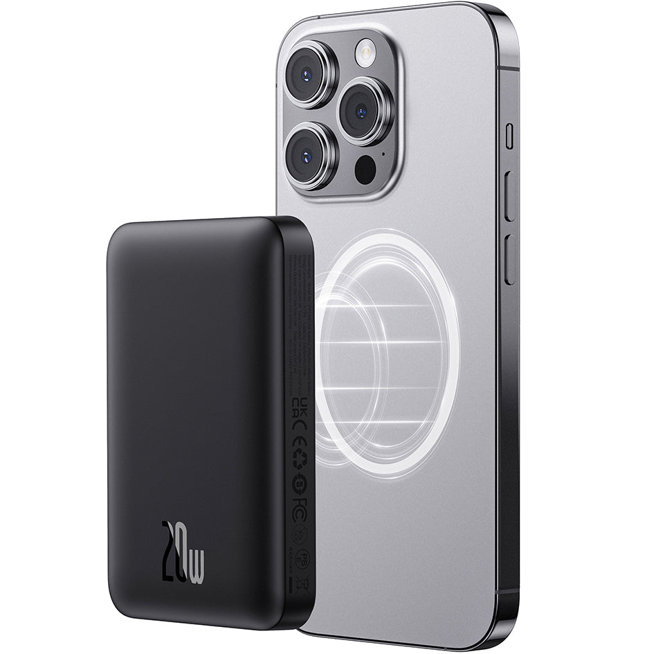 Ekstern trådløs batteri Baseus Magnetic Mini, 10000mAh, 20W, PD + FQI, 1 x QI - 1 x USB-C, Svart P10059001113-00