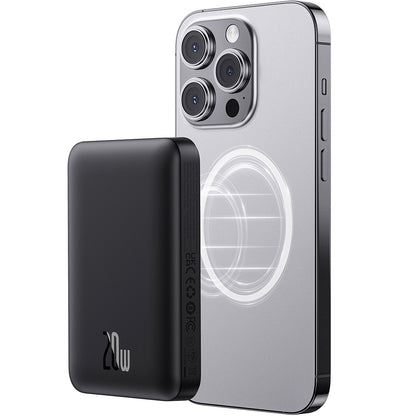 Ekstern trådløs batteri Baseus Magnetic Mini, 10000mAh, 20W, PD + FQI, 1 x QI - 1 x USB-C, Svart P10059001113-00