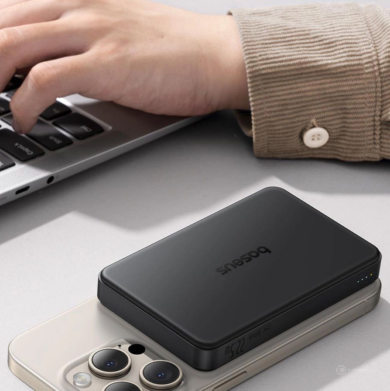 Ekstern trådløs batteri Baseus Airpow2 Qi2, 10000mAh, 22.5W, QC + PD + FQI, 1 x QI - 1 x USB-A - 1 x USB-C, Svart P10080000123-00