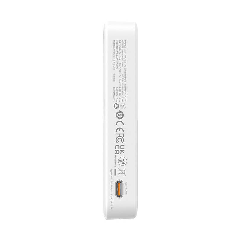 Ekstern trådløs batteri Baseus MagPro PPCXZ05, 5000mAh, 20W, PD + FQI, 1 x QI - 1 x USB-C, Hvit P10064101223-00