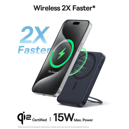 Ekstern trådløs batteri Baseus PicoGo, 5000mAh, 20W, PD + FQI, 1 x QI - 1 x USB-C, Svart P10076802123-00