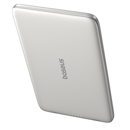 Ekstern trådløs batteri Baseus PicoGo AM41, 5000mAh, 20W, PD + FQI, 1 x QI - 1 x USB-C, Beige