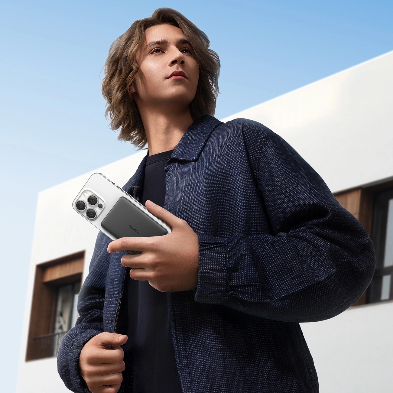 Ekstern trådløs batteri Baseus PicoGo AM41, 5000mAh, 20W, PD + FQI, 1 x QI - 1 x USB-C, Svart