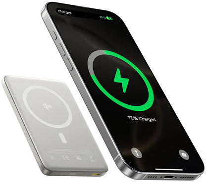 Ekstern trådløs batteri Baseus PicoGo AM41, 10000mAh, 27W, PD + FQI, 1 x QI - 1 x USB-C, Beige E0027203