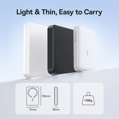 Baseus EnerFill FM11 trådløs ekstern batteri, 10000mAh, 30W, PD + FQI, 1 x QI - 1 x USB-C, hvit