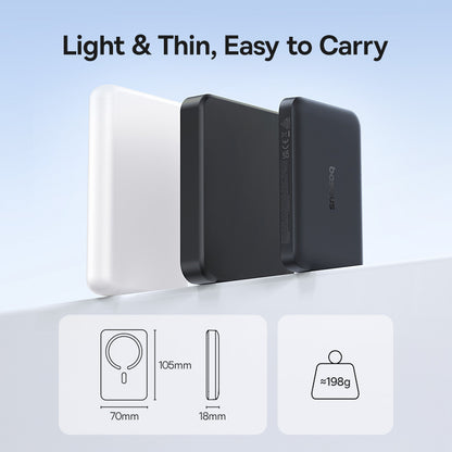 Baseus EnerFill FM11 trådløs ekstern batteri, 10000mAh, 30W, PD + FQI, 1 x QI - 1 x USB-C, svart