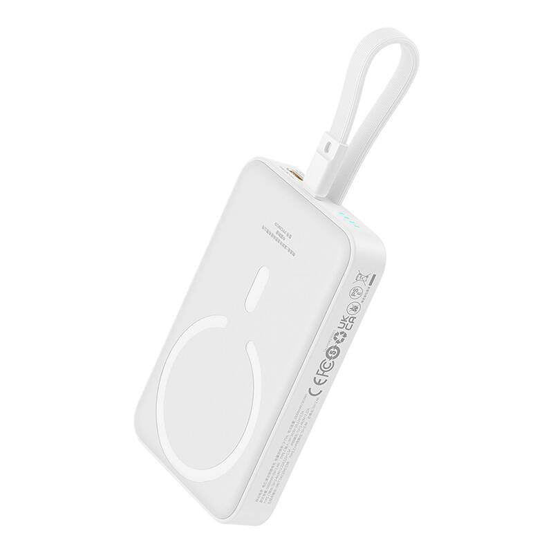 Ekstern trådløs batteri Baseus Magnetic Mini, 10000mAh, 20W, PD + FQI, 1 x Lightning - 1 x QI - 1 x USB-C, Hvit P10022109223-00