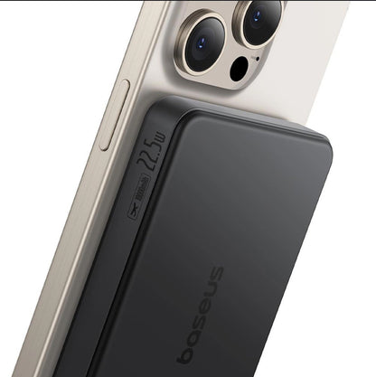 Ekstern trådløs batteri Baseus Airpow2 Qi2, 10000mAh, 22.5W, QC + PD + FQI, 1 x QI - 1 x USB-A - 1 x USB-C, Svart P10080000123-00