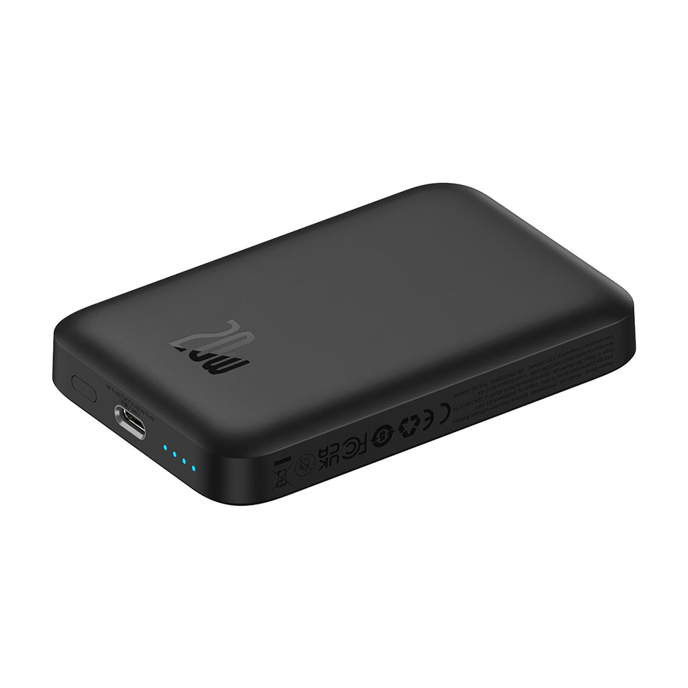 Ekstern trådløs batteri Baseus Mini Air, 6000mAh, 20W, PD + FQI, 1 x QI - 1 x USB-C, Svart P10059002113-00