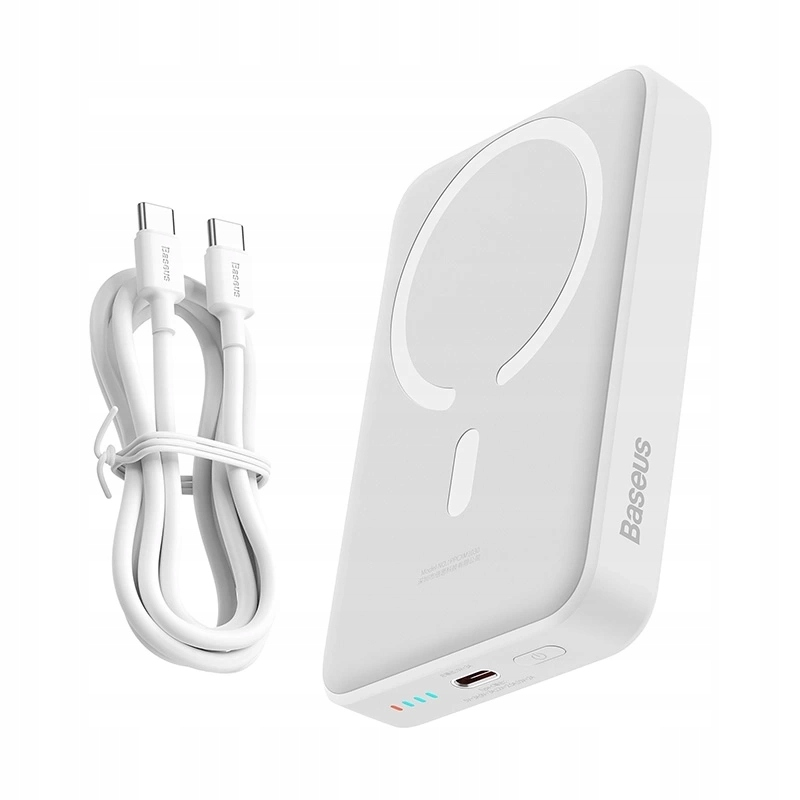 Ekstern trådløs batteri Baseus Magnetic Mini, 10000mAh, 30W, PD + FQI, 1 x QI - 1 x USB-C, Hvit PPCX110202