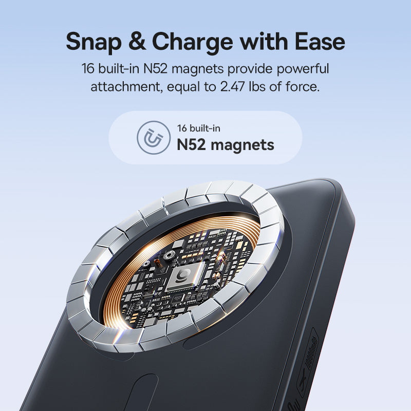 Baseus EnerFill FM11 trådløs ekstern batteri, 10000mAh, 30W, PD + FQI, 1 x QI - 1 x USB-C, svart