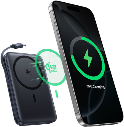 Baseus PicoGo AM61 trådløs ekstern batteripakke, 10000mAh, 45W, PD + FQI, 1 x QI - 2 x USB-C, svart E0028V00