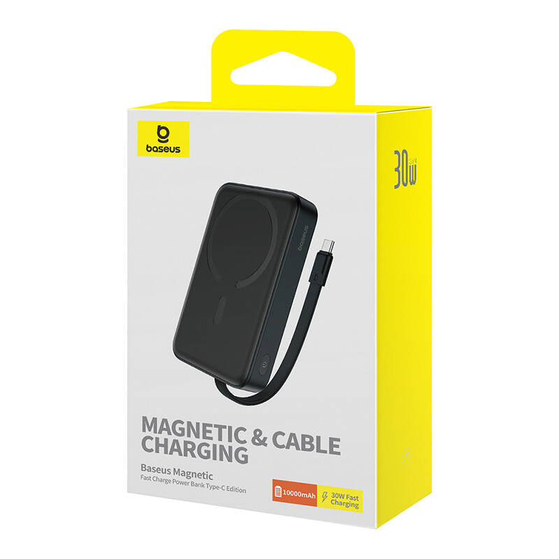Ekstern trådløs batteri Baseus Magnetic Mini, 10000mAh, 30W, PD + FQI, 1 x QI - 2 x USB-C, Svart P1002210B113-00