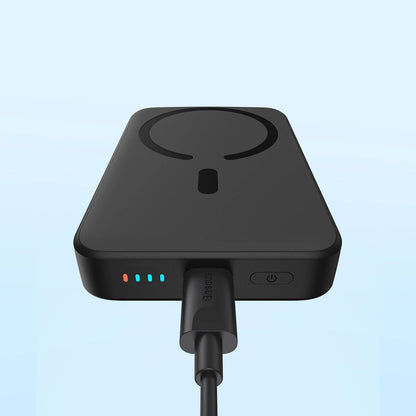 Ekstern trådløs batteri Baseus Magnetic Mini, 10000mAh, 20W, PD + FQI, 1 x QI - 1 x USB-C, Svart PPCX070001