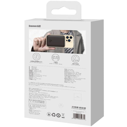 Ekstern trådløs batteri Baseus Magnetic Mini, 10000mAh, 20W, PD + FQI, 1 x QI - 1 x USB-C, Svart PPCX070001