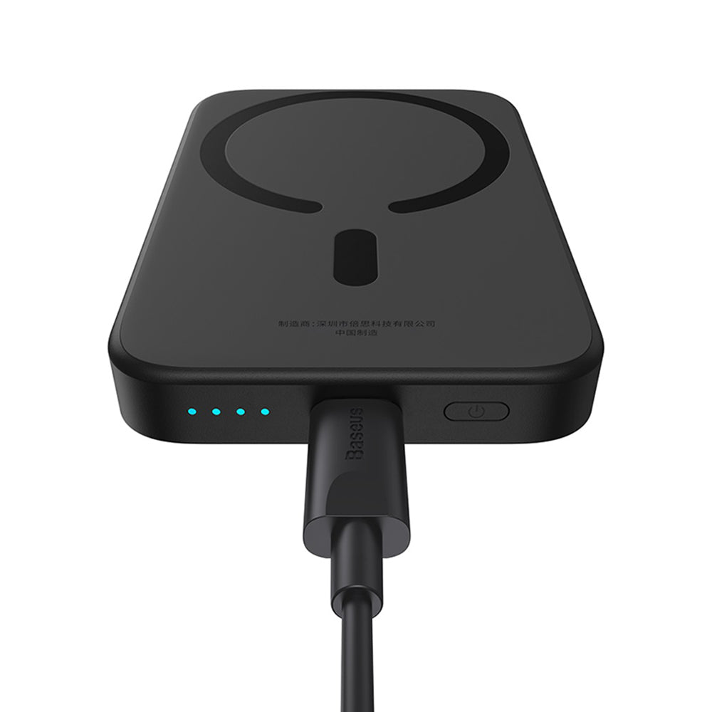 Ekstern trådløs batteri Baseus Mini Air, 6000mAh, 20W, PD + FQI, 1 x QI - 1 x USB-C, Svart P10059002113-00