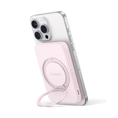 Ekstern trådløs batteri Baseus PicoGo, 5000mAh, 20W, PD + FQI, 1 x QI - 1 x USB-C, Rosa P10076800413-00