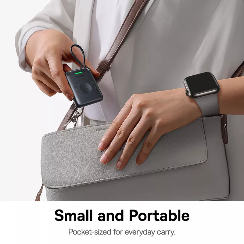 Baseus EnerFill FW11 trådløs ekstern batteri for Apple Watch Series, 1640mAh, 5W, 1 x QI, svart E0205301
