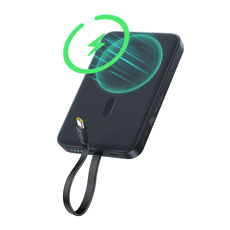 Baseus EnerFill FM11 trådløs powerbank, 10 000 mAh, 30 W, PD + FQI, 1 x QI – 2 x USB-C, svart E0028904