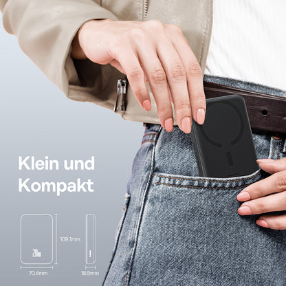Ekstern trådløs batteri Baseus Magnetic Mini, 10000mAh, 20W, PD + FQI, 1 x QI - 1 x USB-C, Svart P10059001113-00