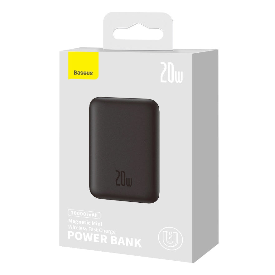 Ekstern trådløs batteri Baseus Magnetic Mini, 10000mAh, 20W, PD + FQI, 1 x QI - 1 x USB-C, Svart PPCX070001