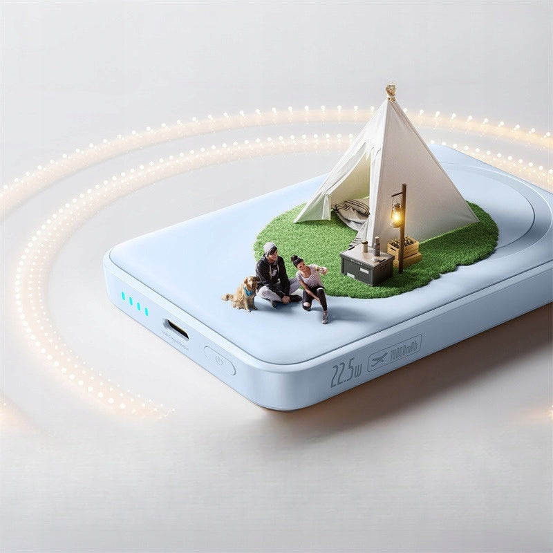 Trådløs ekstern batteri Baseus EnerFill FM11 Ultra-Mini, 10000mAh, 22,5W, PD + FQI, 1 x QI - 1 x USB-C, Blå P1008210E313-00