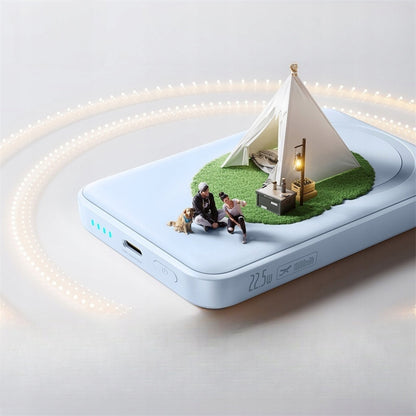 Trådløs ekstern batteri Baseus EnerFill FM11 Ultra-Mini, 10000mAh, 22,5W, PD + FQI, 1 x QI - 1 x USB-C, Blå P1008210E313-00