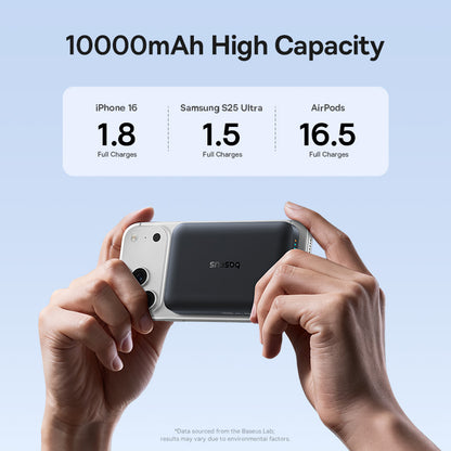 Baseus EnerFill FM11 trådløs ekstern batteri, 10000mAh, 30W, PD + FQI, 1 x QI - 1 x USB-C, svart