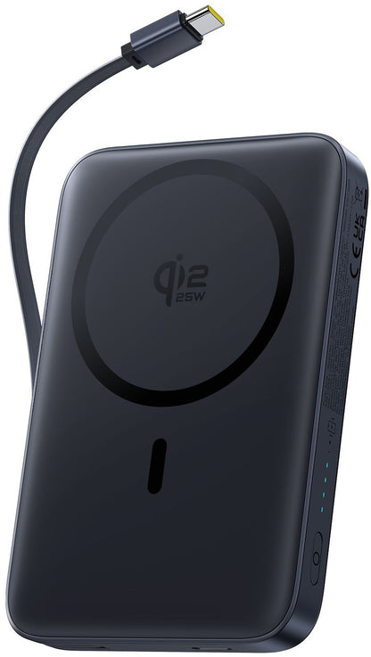 Baseus PicoGo AM61 trådløs ekstern batteripakke, 10000mAh, 45W, PD + FQI, 1 x QI - 2 x USB-C, svart E0028V00