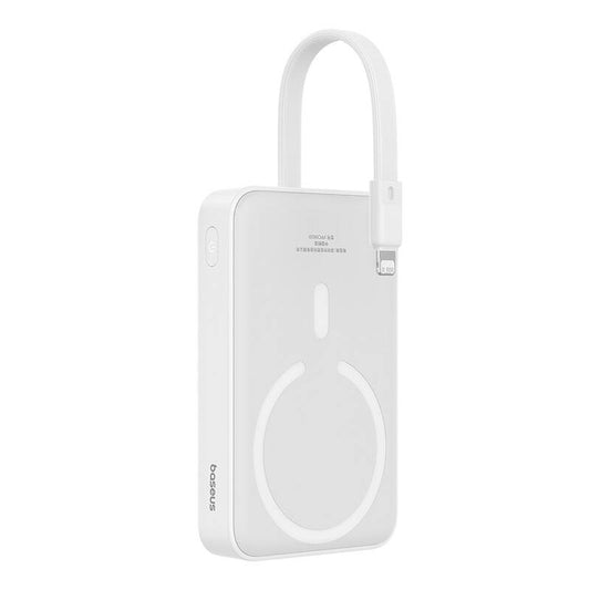 Ekstern trådløs batteri Baseus Magnetic Mini, 10000mAh, 20W, PD + FQI, 1 x Lightning - 1 x QI - 1 x USB-C, Hvit P10022109223-00