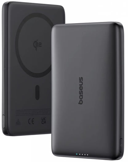 Ekstern trådløs batteri Baseus PicoGo AM41, 10000mAh, 27W, PD + FQI, 1 x QI - 1 x USB-C, Svart E0027201