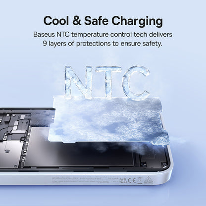 Baseus EnerFill FM11 trådløs ekstern batteri, 10000mAh, 30W, PD + FQI, 1 x QI - 1 x USB-C, hvit
