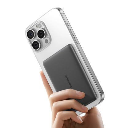 Ekstern trådløs batteri Baseus PicoGo AM41, 5000mAh, 20W, PD + FQI, 1 x QI - 1 x USB-C, Svart