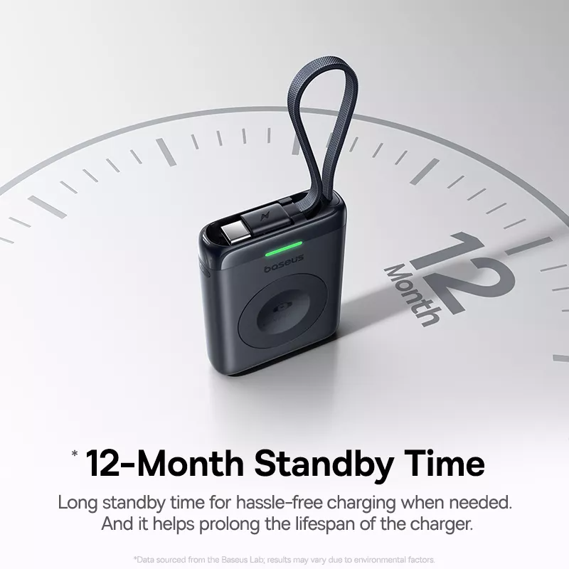 Baseus EnerFill FW11 trådløs ekstern batteri for Apple Watch Series, 1640mAh, 5W, 1 x QI, svart E0205301