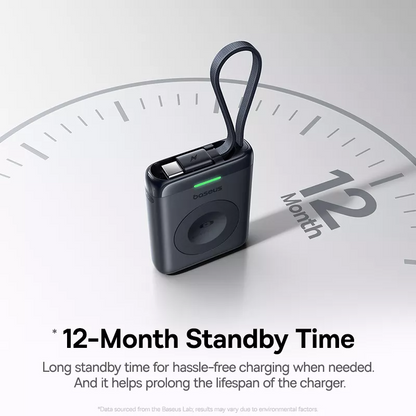 Baseus EnerFill FW11 trådløs ekstern batteri for Apple Watch Series, 1640mAh, 5W, 1 x QI, svart E0205301