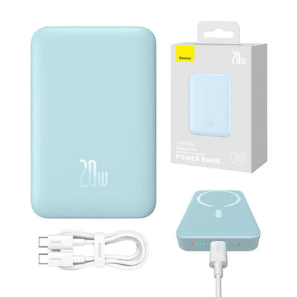 Ekstern trådløs batteri Baseus Magnetic Mini, 10000mAh, 20W, PD + FQI, 1 x QI - 1 x USB-C, Blå PPCX110103