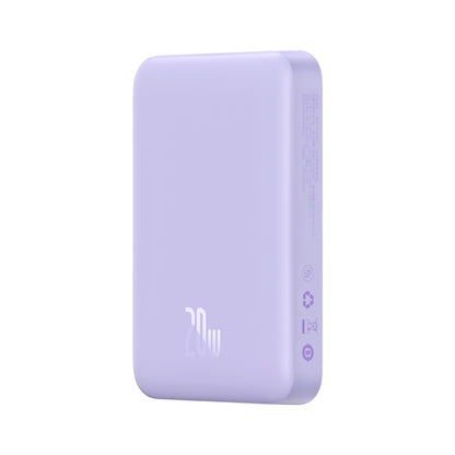 Ekstern trådløs batteri Baseus Magnetic Mini, 10000mAh, 20W, PD + FQI, 1 x QI - 1 x USB-C, Lilla PPCX110105