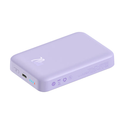 Ekstern trådløs batteri Baseus Magnetic Mini, 10000mAh, 20W, PD + FQI, 1 x QI - 1 x USB-C, Lilla PPCX110105