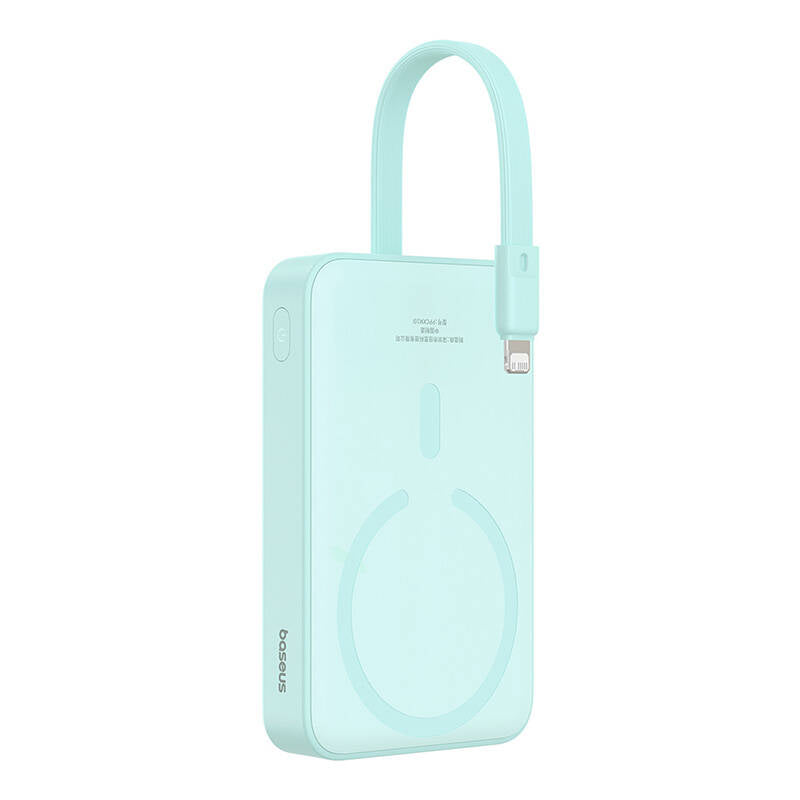 Ekstern trådløs batteri Baseus Magnetic Mini, 10000mAh, 20W, PD + FQI, 1 x Lightning - 1 x QI - 1 x USB-C, Grønn P10022109333-00