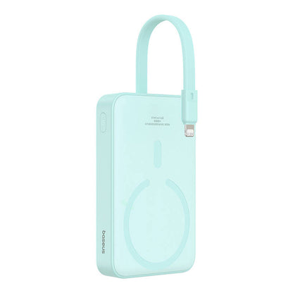 Ekstern trådløs batteri Baseus Magnetic Mini, 10000mAh, 20W, PD + FQI, 1 x Lightning - 1 x QI - 1 x USB-C, Grønn P10022109333-00